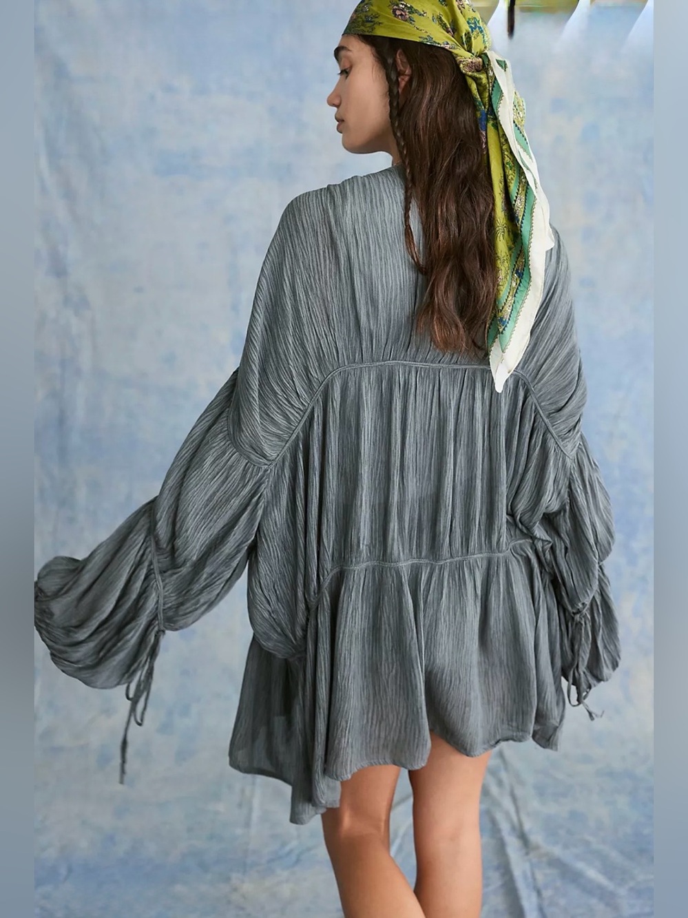 Free People Purple Mauve Juliet Front Tie Bohemian Tiered Kimono Duster One Size - Picture 3 of 10